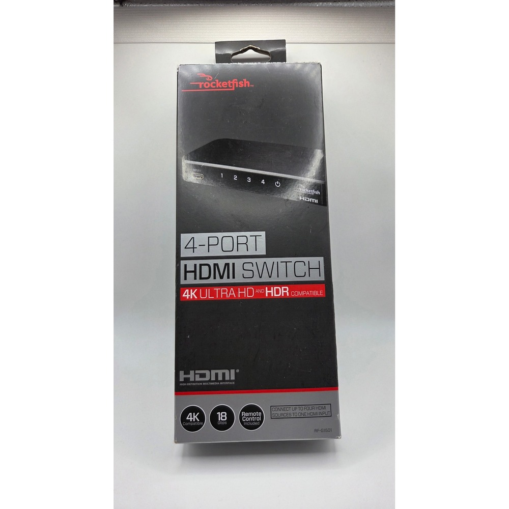 Rocketfish RF-G1501 4 Port 4K HDMI Switch Box Kit Remote Control New In Box